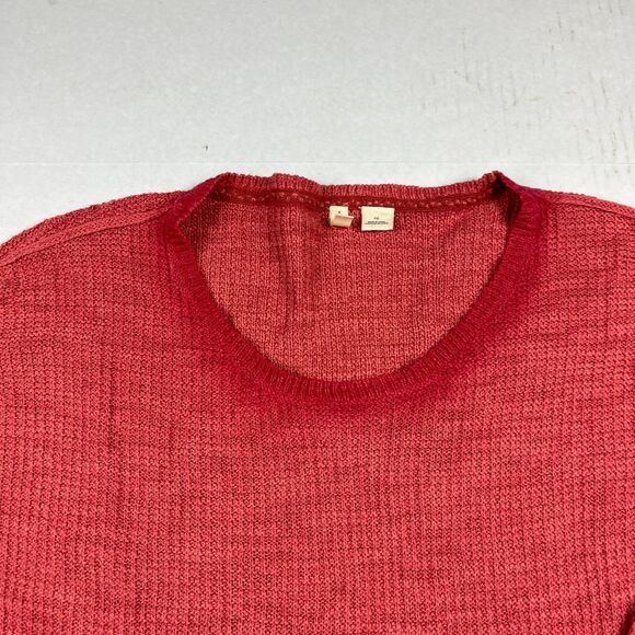 Anthropologie MOTH Sweater XS Red Waffle Knit Slouchy Oversized Pocket Cozy Fall - Picture 3 of 10